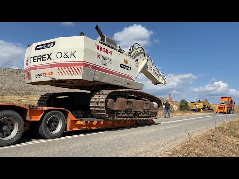 Transporting The Terex RH30F Excavator In The New Working Site Area - Sotiriadis/Labrianidis