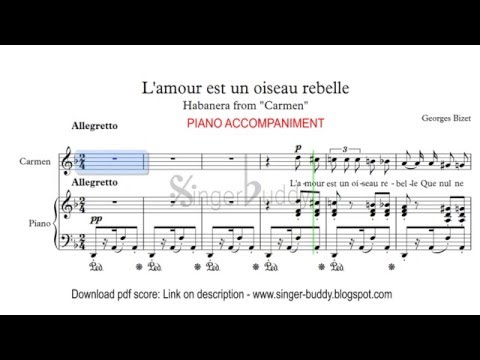 Habanera Carmen Karaoke piano / L'amour est un oiseau rebelle