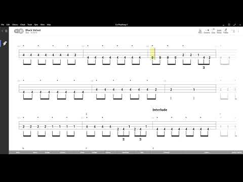 Black Velvet ( Alannah Myles ) ,Tablatura e base Senza Basso - Backing bass track - NO BASS