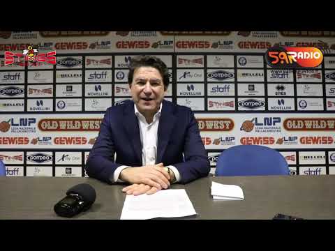 Post-partita Pompea Mantova - Roseto Sharks con coach Finelli, Poggi e Maspero