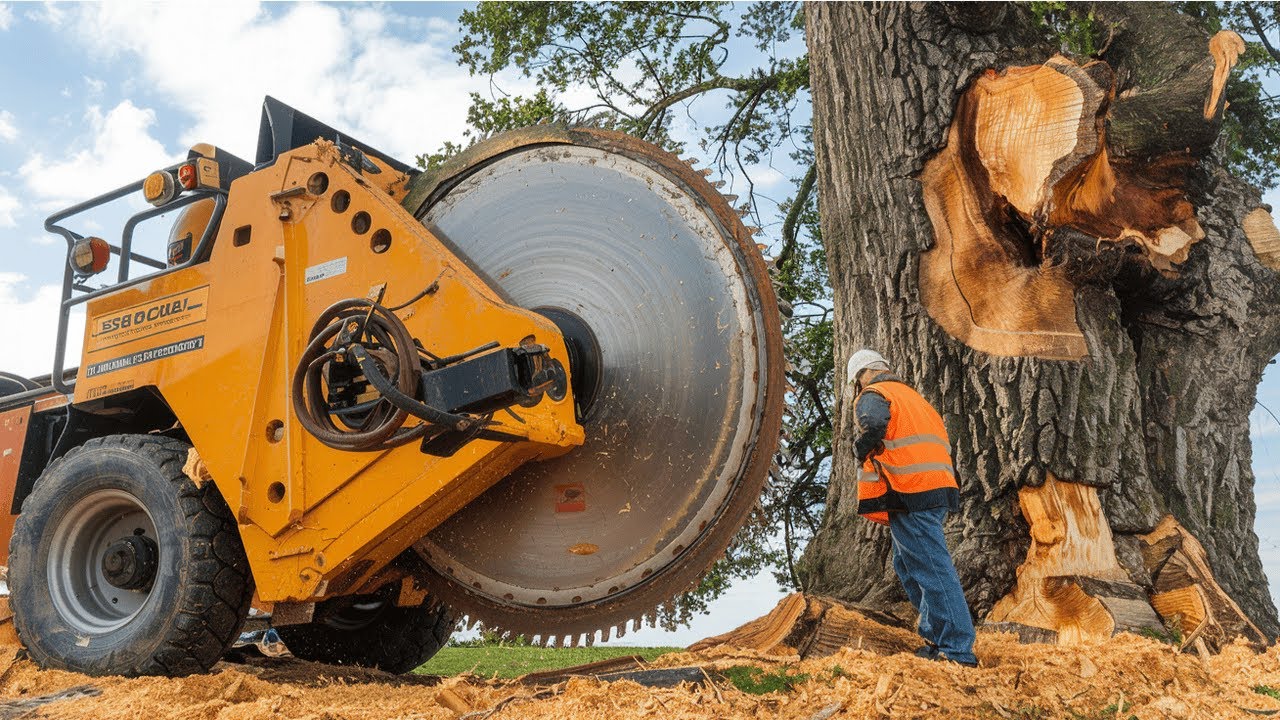 Extreme Dangerous Fastest Big Chainsaw Cutting Tree Machines | Monster Stump Removal Excavator #17