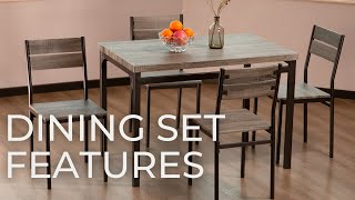 Zenvida 5 Piece Dining Set Features