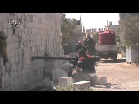 استهداف مقرات النظام في بصرى الشام في ريف درعا بمدفع اس بي جي9 من قبل كتائب أنوار الحق