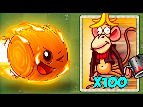 Every Plants Max Level 1 Power Up Vs 100 Animal Zombies - PvZ 2 Challenge