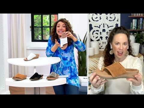 Earth Origins Suede Slip-On Wedge Sandals - Pearl on QVC