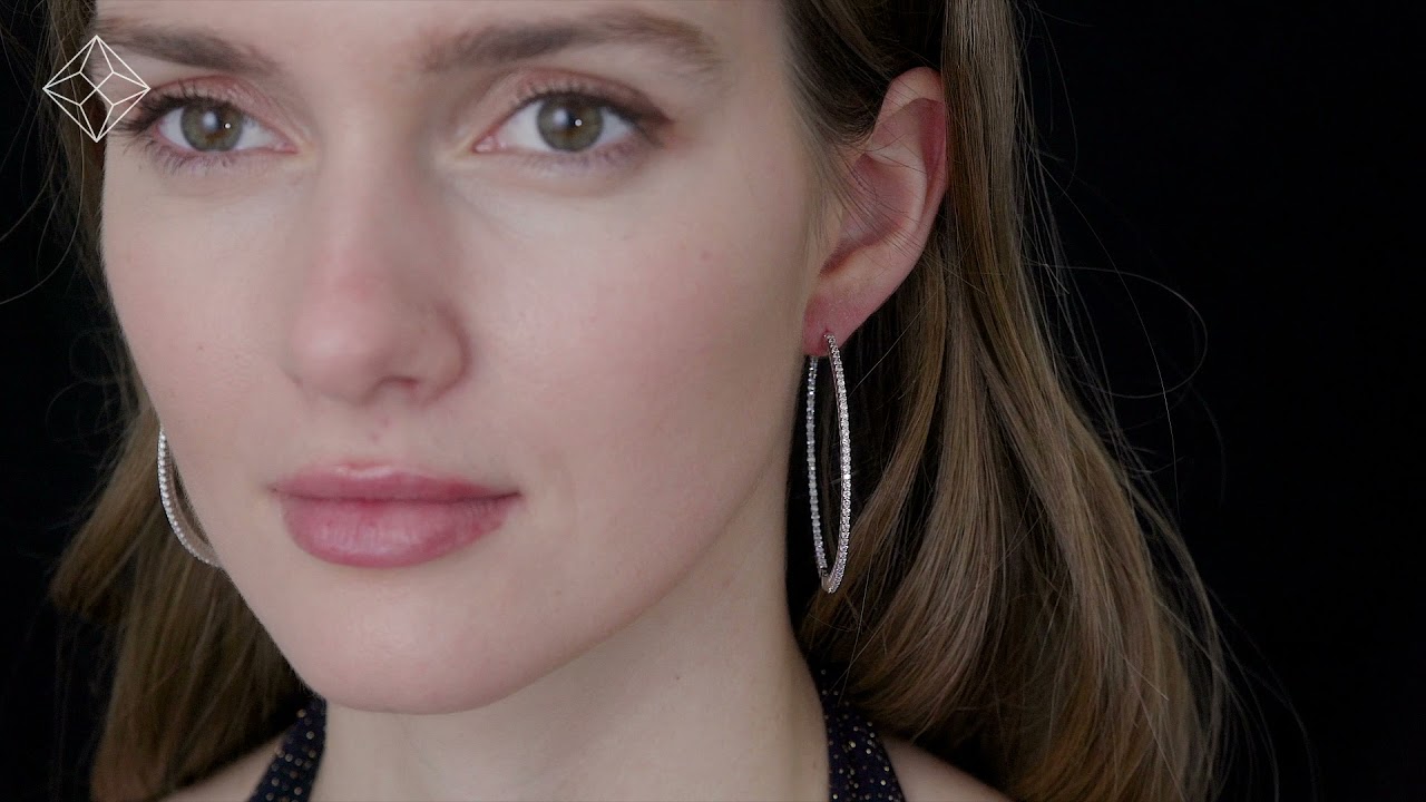 2.00ct Lab Diamond Large Hoop Earrings in 9K White Gold - NDH5241Y