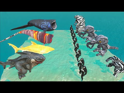 Aquatics Battle - The Bloop VS Tiger Godzilla 2014 - Animal Revolt Battle Simulator