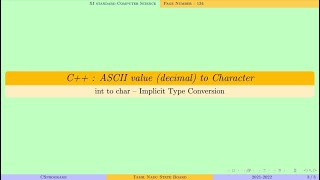 C++ : ASCII value (decimal) to character | Tamil Nadu State Board | XI Computer Science | Pg.No.134