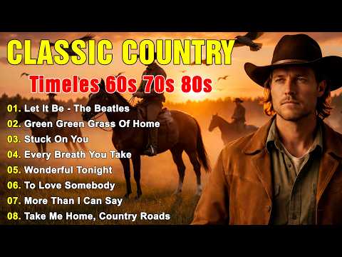 Let It Be, Green Green Grass of Home, Stuck on You 🎼 Classic Country Music Timeless 60s 70s 80s