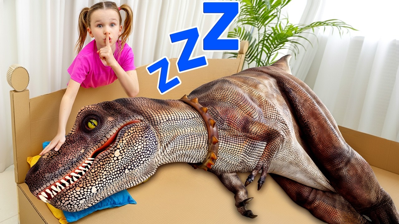 Stephi's Busy Morning with a Sleepy T-Rex and Baby Dinosaurs