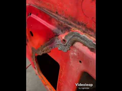 Shaving and doing rust repair on the firewall on the patina c10