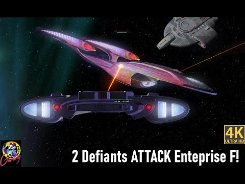 2 New Defiants VS Enterprise F MAJOR Battle - Star Trek Ship Battles - Bridge Commander 4K