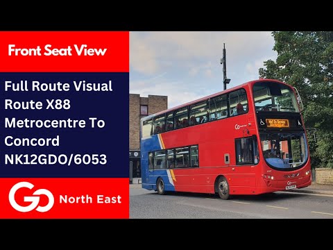 Full Route Visual | Go North East Bus Route X88 - Metrocentre To Concord | NK12GDO/6053