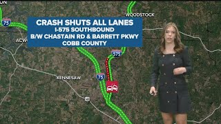 Crash closes all lanes on I-575 southbound in Cobb County