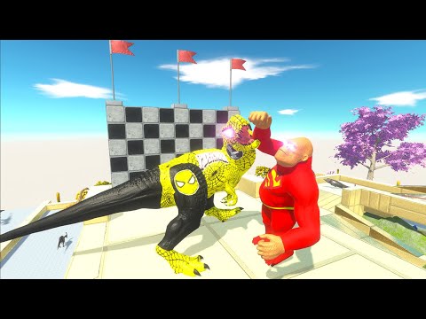 RED SUPERMAN GORO VS YELLOW SPIDERMAN T-REX DEATH CLIBM - Animal Revolt Battle Simulator