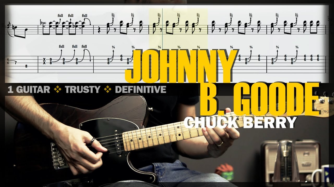 Johnny B Goode | Guitar Cover Tab | Guitar Solo Lesson | Backing Track with Vocals 🎸 CHUCK BERRY