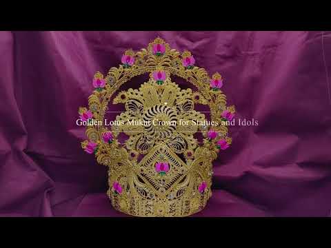 Golden Lotus Mukut Crown Headgear with Fine Finish for Statues and Idols video