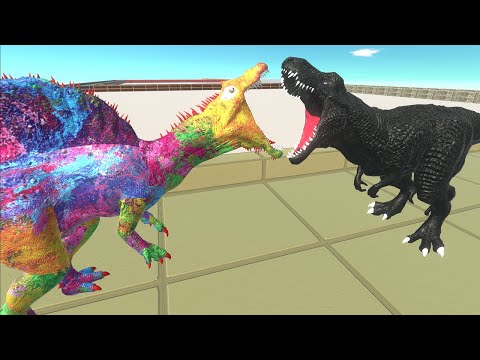 FROSTBITE SPINOSAURUS vs DEATH POOL T-REX SPACE DEATH RUN - Animal Revolt Battle Simulator