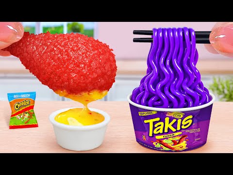 Best Korean Street Food 💖 Tiny Flamin Hot Cheetos Chicken and Takis Noodles 💖 Tina Mini Cooking