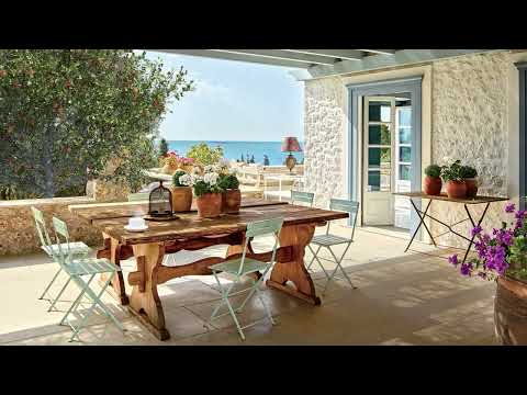 Tranquil Mediterranean Garden Ambience - Relaxing Ocean Waves & Bird Song