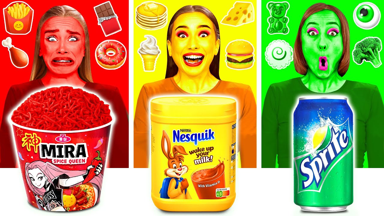 24時間1色の食べ物だけを食べる チャレンジ | 面白い瞬間 TeamTeen Challenge