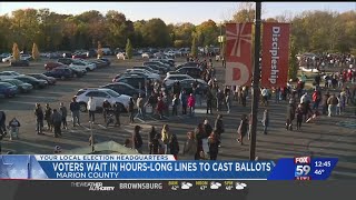 Voters wait in hours-long line to cast ballots in Marion County