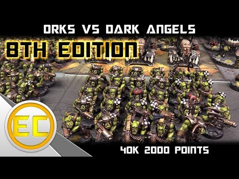 Orks vs Dark Angels Warhammer 40,000 8th Edition Battle Report 1080p
