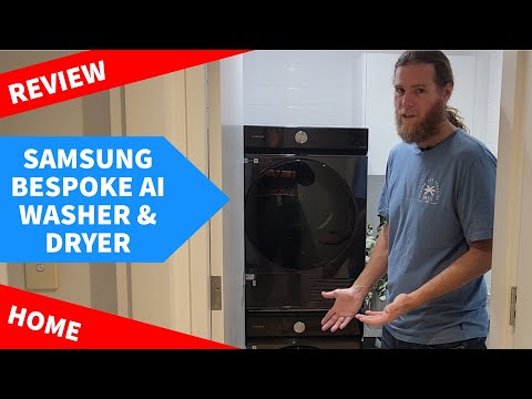 Samsung Bespoke AI Laundry Hub™ Large Capacity 4.6 cu. ft. Single Unit Washer with Steam Wash and 7.6 cu. ft. Gas Dryer in White, WH46DBH100GWA3 video review thumbnail