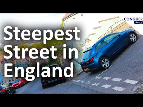 Driving Instructor Stalls and Wheels Spins on the Steepest Street in England