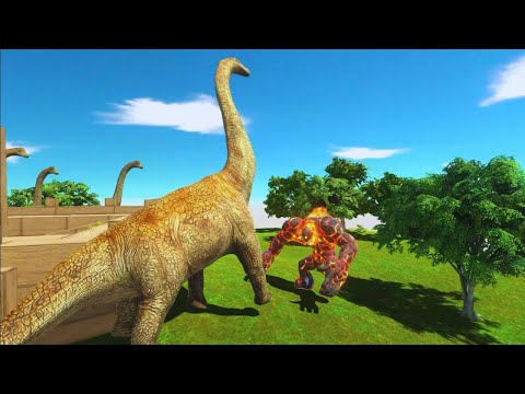 Creepy Monster Lava Boy Vs Brachiosaurus - Animals Revolt Battle Simulator