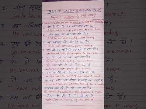 Present Perfect Continuous Tense in hindi ( Negative Sentences) #english #shortvideo