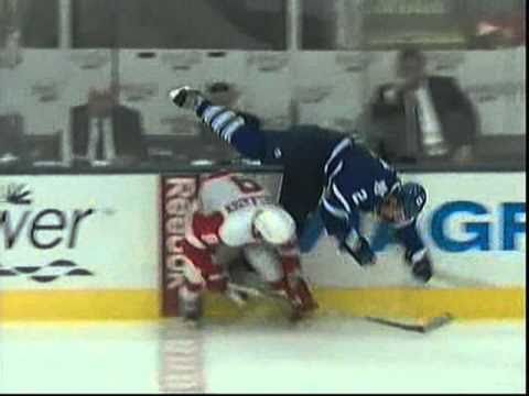 Justin Abdelkader with a beautiful hipcheck and a fight with Luke Schenn