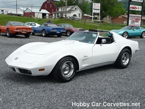 1973 White Corvette 454 T Top Stingray For Sale Video