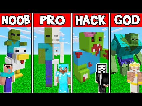 Minecraft: ZOMBIE HOUSE BUILD CHALLENGE - NOOB vs PRO vs HACKER vs GOD in Minecraft Animation