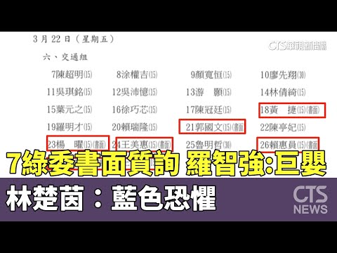 7綠委改書面質詢　羅智強酸：綠色巨嬰　林楚茵：藍色恐懼