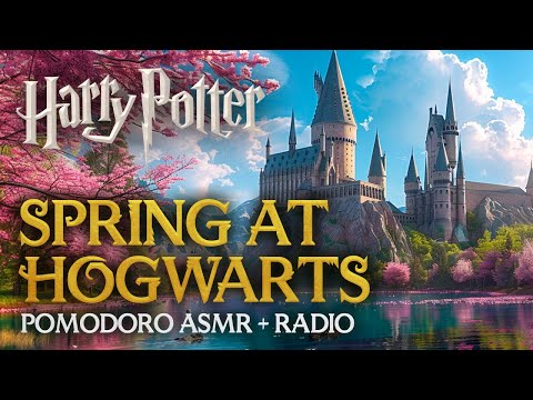 Cozy SPRING Study at HOGWARTS 🌸✏️ Harry Potter Pomodoro Technique, ASMR Session Productivity Timer