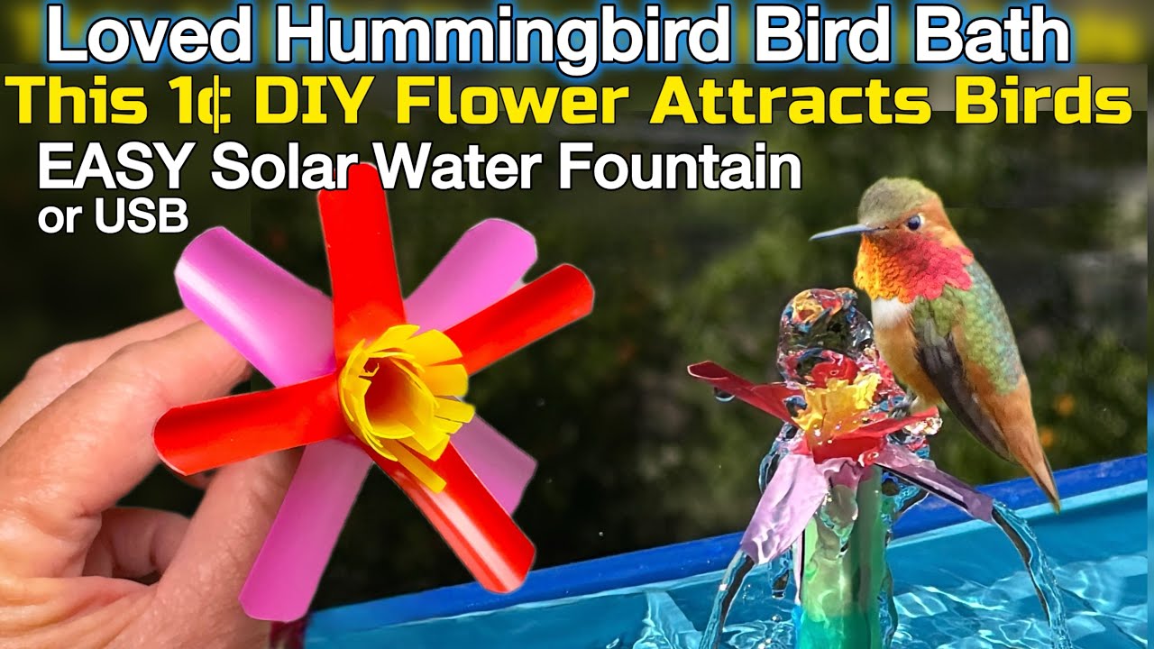 🌺 How To Make Hummingbird ENDLESS Water Fountain with FLOWER Decor 🌸for BirdBath EASY Solar Powered
