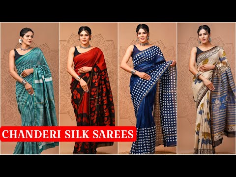 #122 Chanderi Silk Saree | New Collection | Silk Saree Collection Bagru Print