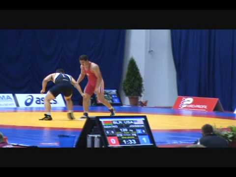 Jeremy Johnson (USA) dec. Ihar Dziatko (BLR) 120 kg quarters men's freestyle at Junior Worlds