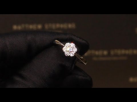 #60734 | T0.33ct | Round Brilliant Flower Cluster Diamond Engagement Ring | Set in 18ct White Gold