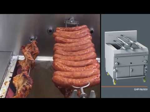 video 1, Gril rotatif à gaz inox six brochettes