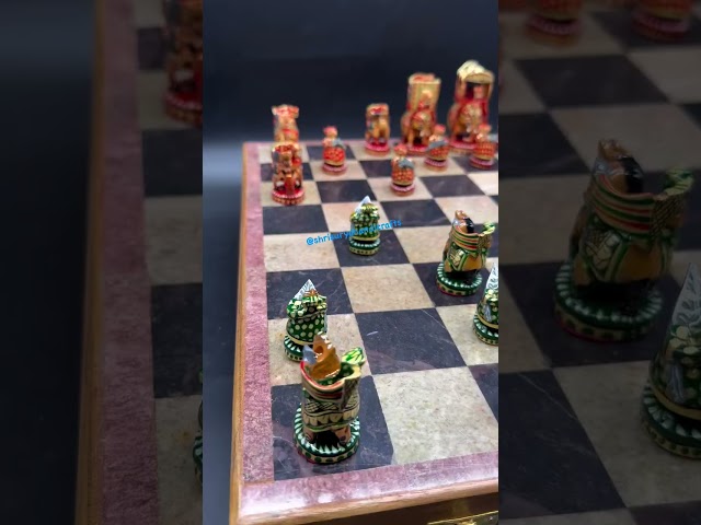 Wooden Chess Set - Surya Handicrafts Wooden Carved Rajasthani Painting ...