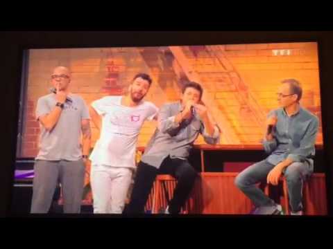 Les enfoirés 2016: Jean-Jacques Goldman, Pascal Obispo, Patrick Bruel et Michaël Youn (alias Lauren