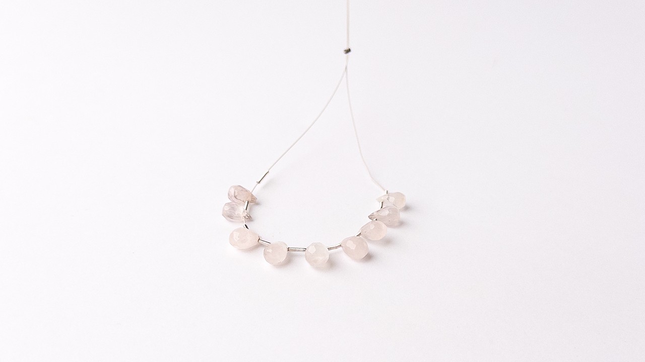 Pink Quartz | Faceted Briolette | 5.5-6.5mm Bead Size | 9 Pieces video