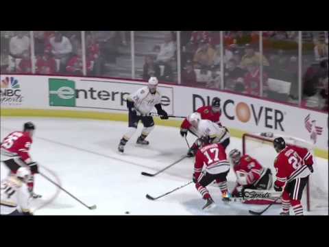 Matt Halischuk goal. Nashville Predators vs Chicago Blackhawks 25 Mar 2012. NHL Hockey