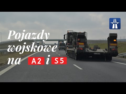 Military vehicles on the highway in Poland