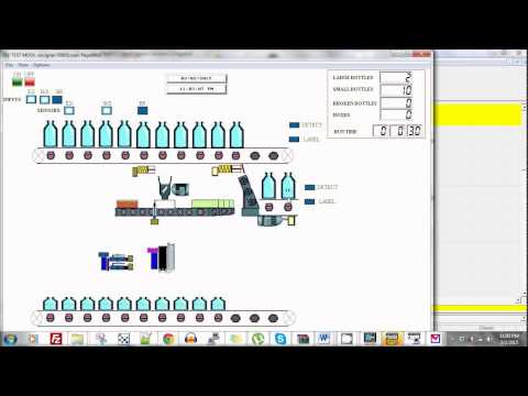 PLC bottle line filling and packaging system using...