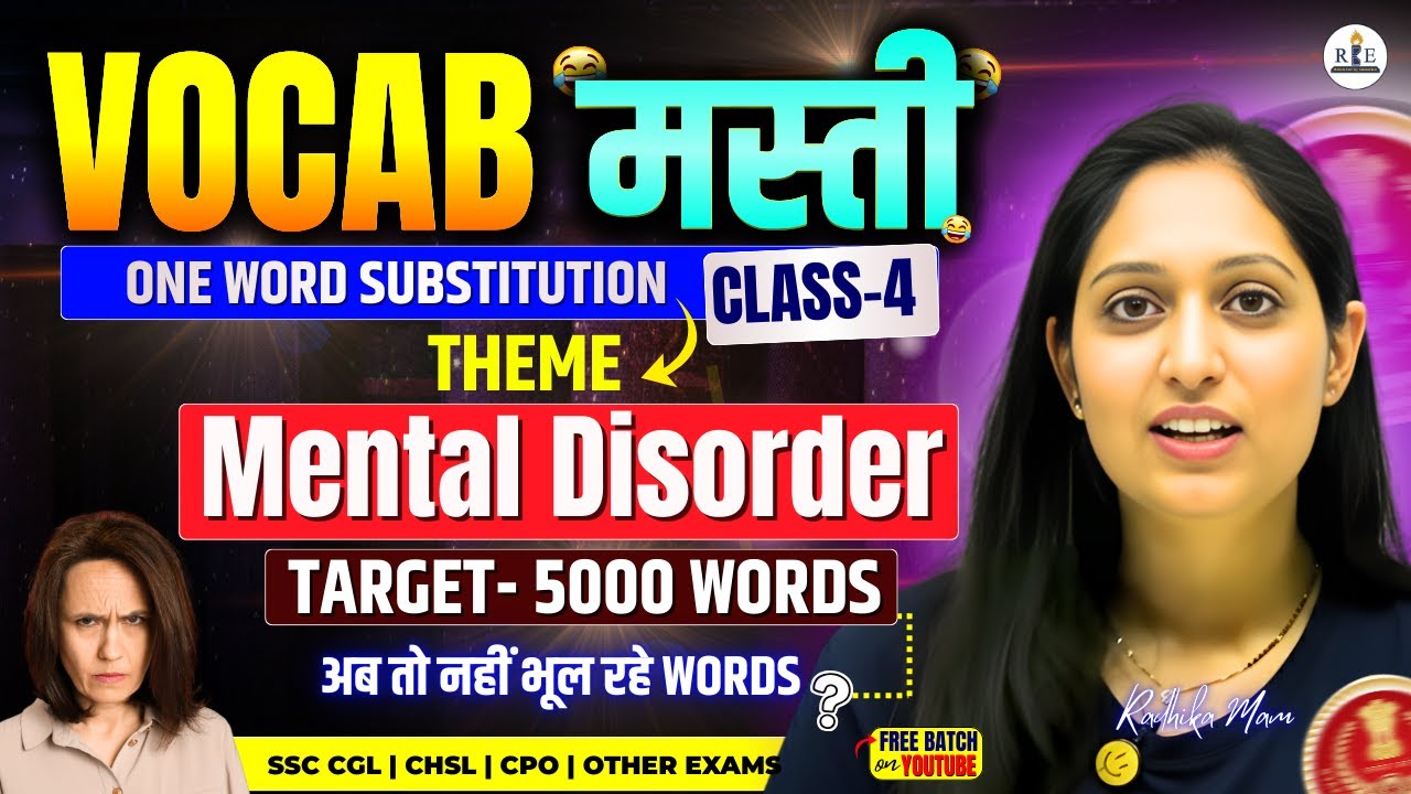 English Vocabulary One Word Substitution Class-5 | Theme- Mental Disorders| Vocab Masti Free Batch