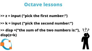 Octave function (“the sum of the two numbers is:”), disp…