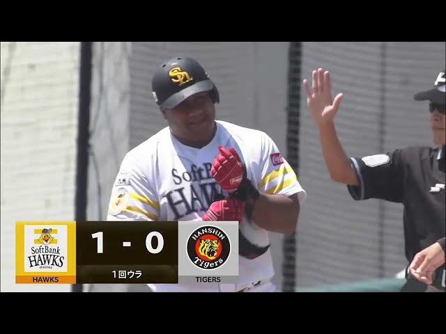 【ファーム】ホークス・デスパイネ 痛烈な当たりの先制タイムリーヒット!! 2022年4月30日  福岡ソフトバンクホークス 対 阪神タイガース
